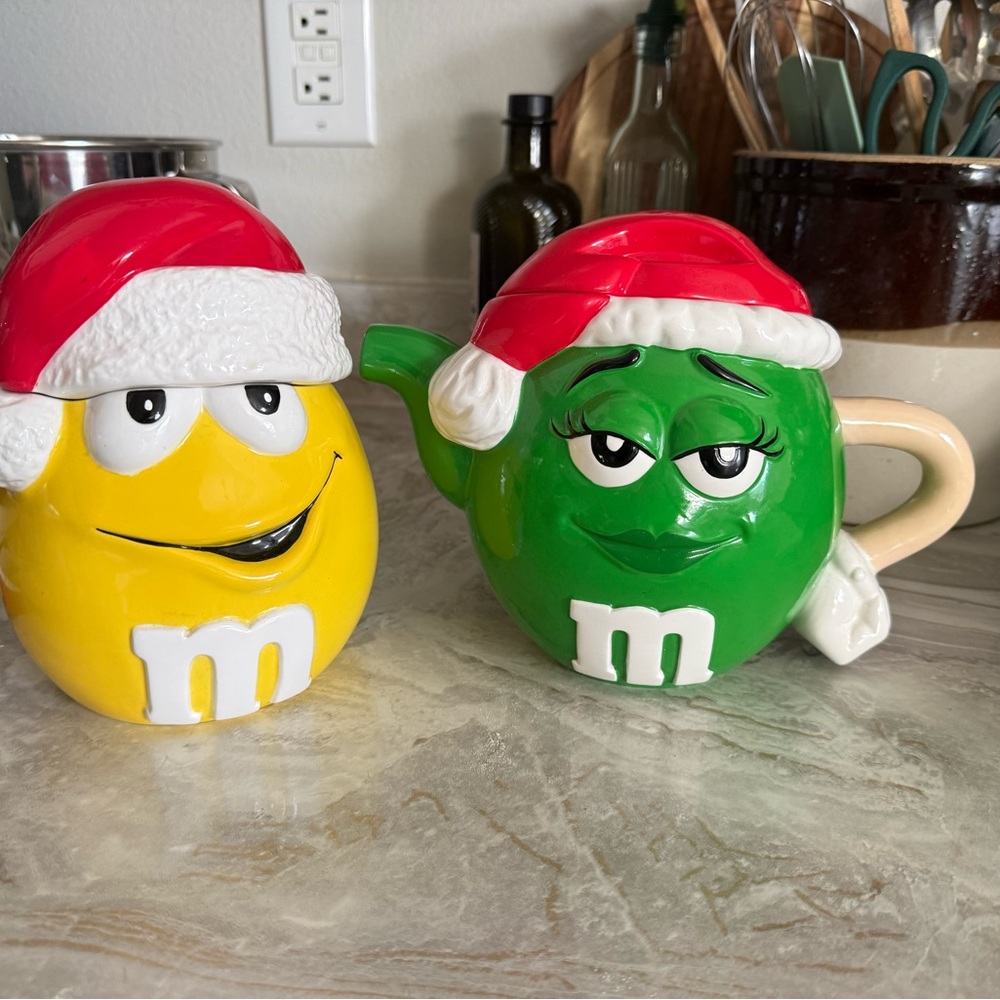 M&M'S Christmas canisters with Santa Hats